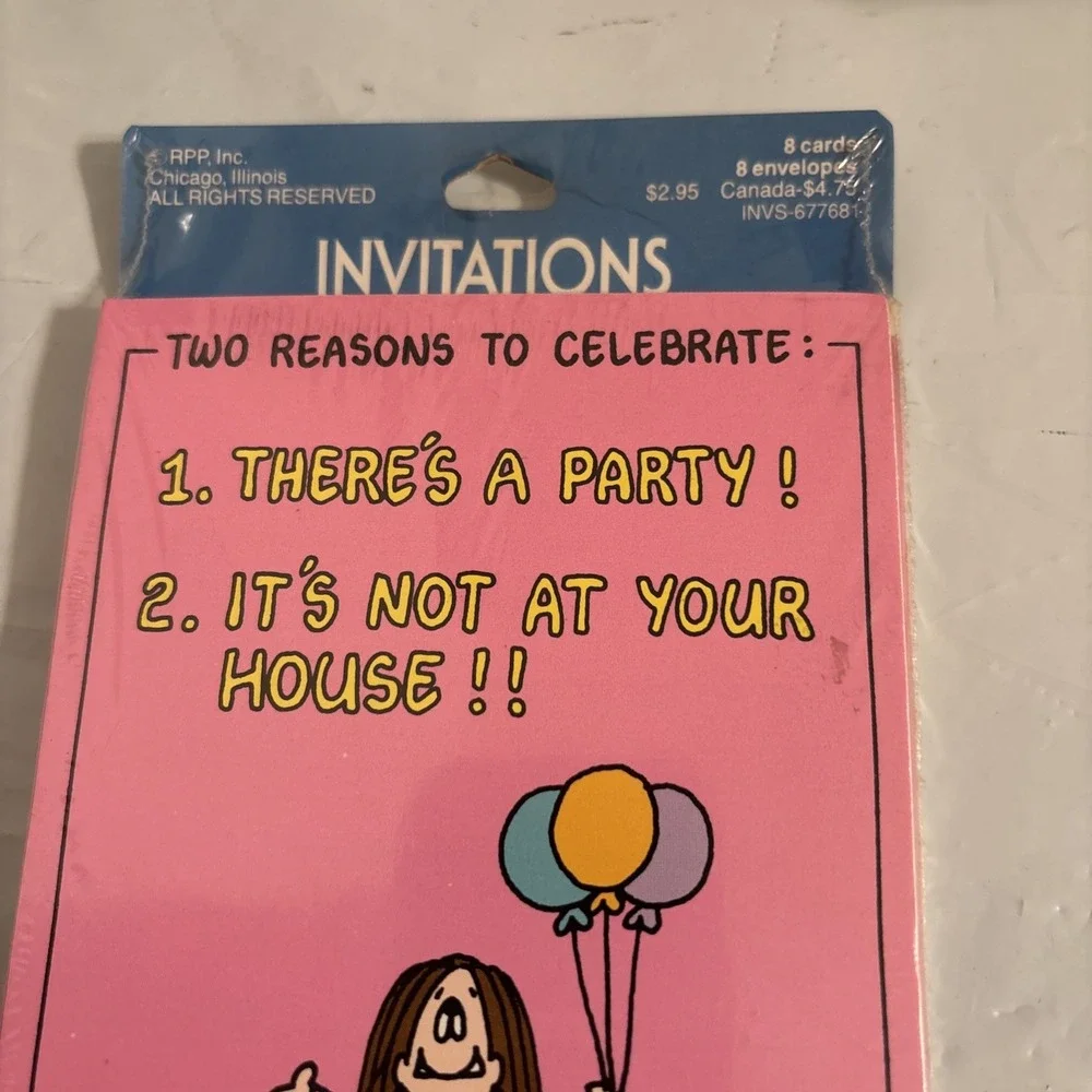 Cathy‎ Guisewite Party Invitations 8 Cards Envelopes Vtg NIP New Old Stock